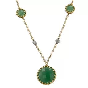 Yellow 14k gold chrysanthemum jade necklace